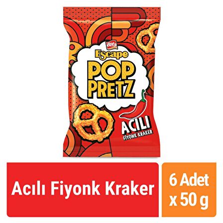 Bifa Escape Poppretz Acılı Fiyonk Kraker Acılı 50 gr x 6 Adet