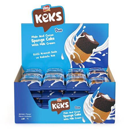 Bifa Keks Sponge Kek Duo Sade ve Kakaolu 45 gr x 24 adet