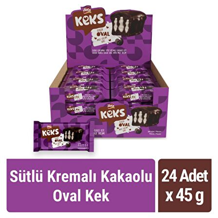 Bifa Keks Oval Kek Sütlü Kremalı Kakaolu 45 gr x 24 Adet