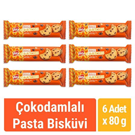 Bifa Baker's Favorite Sütlü Çikolata ve Kakaolu Damlalı Pasta Bisküvi 80 gr x 6 Adet