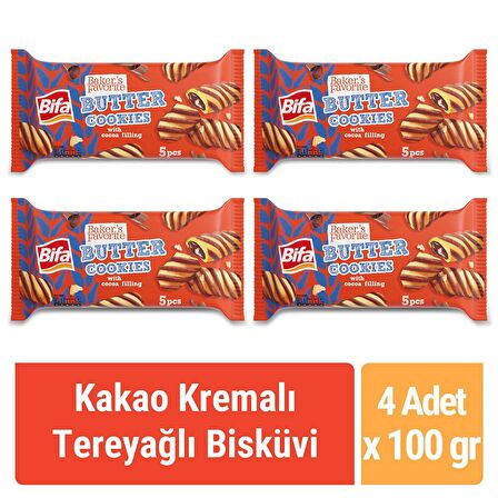 Bifa Baker's Favorite Tereyağlı Bisküvi Kakao Kremalı 100 gr x 4 adet