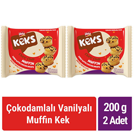 Bifa Keks Muffin Kek Kakaolu Damlalı Vanilyalı 200 gr x 2 adet