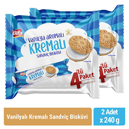 Bifa Vanilyalı Kremalı Sandviç Bisküvi 240 gr x 2 adet