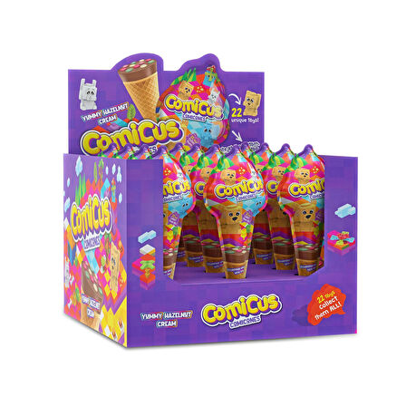 Comicus Sürpriz Oyuncaklı Fındık Dolgulu Drajeli Kornet 25gr x 12 adet