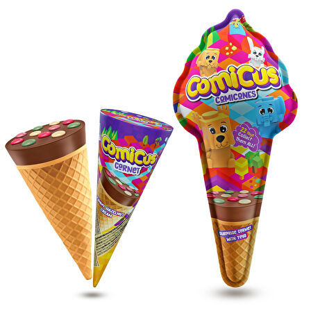 Comicus Sürpriz Oyuncaklı Fındık Dolgulu Drajeli Kornet 25gr x 12 adet