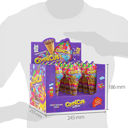 Comicus Sürpriz Oyuncaklı Fındık Dolgulu Drajeli Kornet 25gr x 12 adet