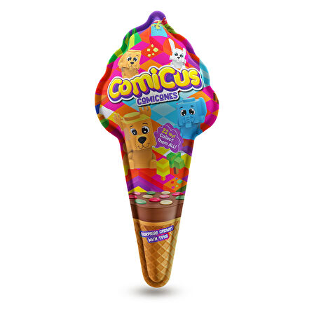 Comicus Sürpriz Oyuncaklı Fındık Dolgulu Drajeli Kornet 25gr x 3 adet