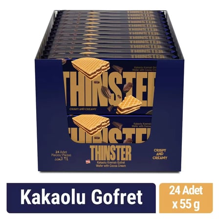 Thinster Kakaolu Kremalı Gofret 55 gr x 24 adet