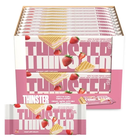 Thinster Sütlü Ve Çilekli Kremalı Büyük Boy Gofret 142 gr x 20 adet