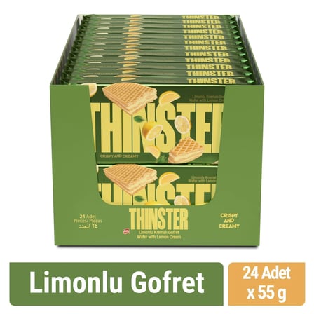 Thinster Limon Aromalı Kremalı Gofret 55 gr x 24 adet