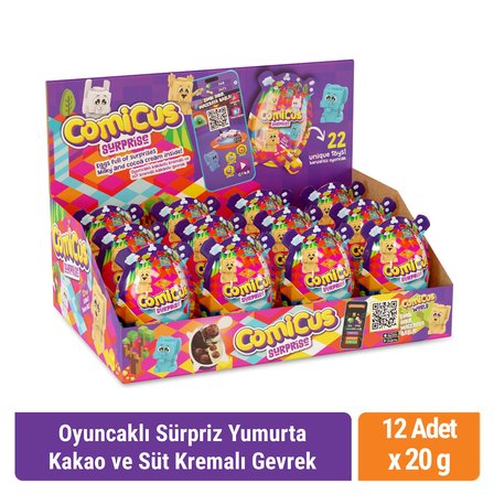 Comicus Surprise Oyuncaklı Sürpriz Yumurta Kakao ve Süt Kremalı Gevrek 20gr x 12 adet