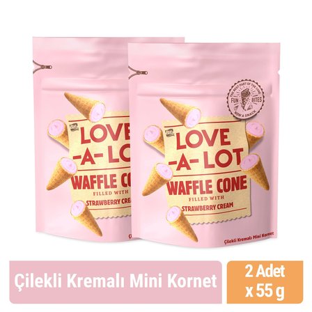 Love-A-Lot Çilekli Kremalı Mini Kornet 55 gr x 2 Adet