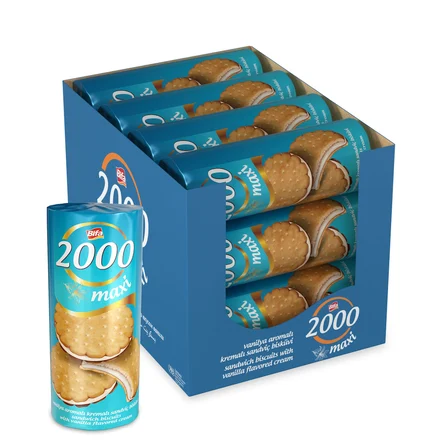 Bifa 2000 Vanilyalı Kremalı Sandviç Bisküvi 500 gr x 12 Adet