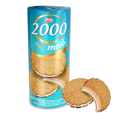 Bifa 2000 Vanilyalı Kremalı Sandviç Bisküvi 500 gr x 12 Adet