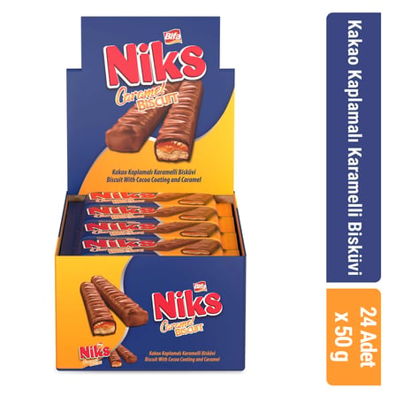 Bifa Niks Kaplamalı Karamelli Bisküvi 50 gr x 24 Adet