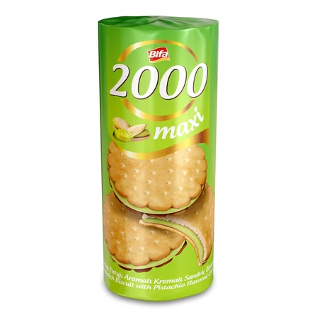 Bifa 2000 Antep Fıstıklı Kremalı Sandviç Bisküvi 500gr x 12 Adet