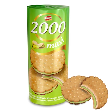 Bifa 2000 Antep Fıstıklı Kremalı Sandviç Bisküvi 500gr x 12 Adet