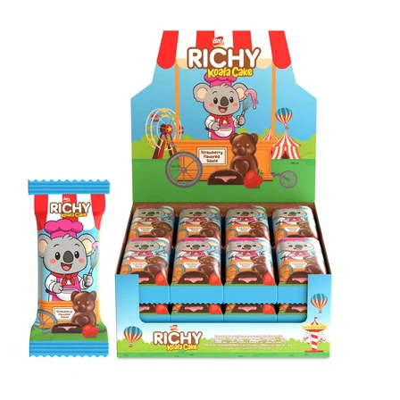 Bifa Richy Kaplamalı Çilekli Sos Dolgulu Kakaolu Kek 55 gr x 24 Adet