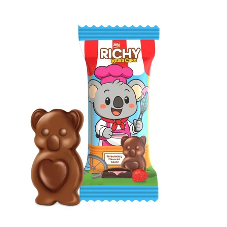Bifa Richy Kaplamalı Çilekli Sos Dolgulu Kakaolu Kek 55 gr x 24 Adet