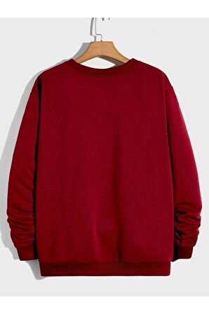 Erkek Basic Bisiklet Yaka Baskısız Düz Oversize Salaş Bol Kesim Polar Sweatshirt