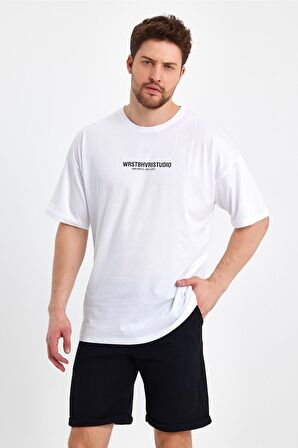 Erkek Wrstbhvr Studio Baskılı Oversize T-shirt