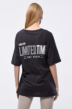 Kadın Limited Time Baskılı Oversize T-shirt