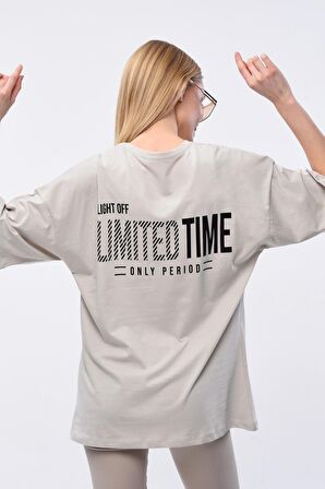 Kadın Limited Time Baskılı Oversize T-shirt