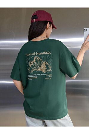Kadın The Arid Mountain Baskılı Oversize T-shirt