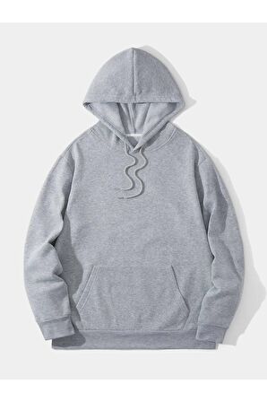 Unisex Basic Kapüşonlu Cepli Sweatshirt