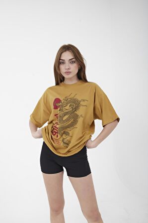 Unisex Oversize Warriors Baskılı Pembe T-shirt