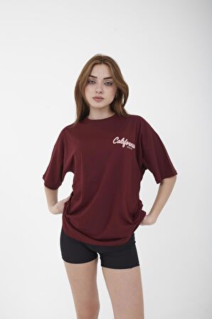 Kadın California Baskılı Oversize T-shirt