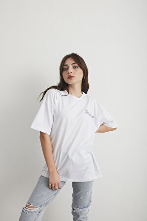 Kadın California Baskılı Oversize T-shirt