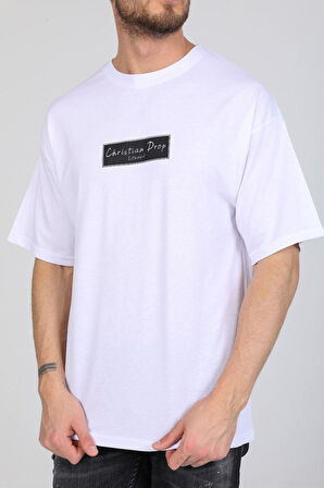 Oversize Logo Ve Istanbul Yazılı Beyaz T-shirt