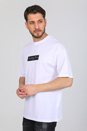 Oversize Logo Ve Istanbul Yazılı Beyaz T-shirt