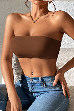 Straplez Kadın Büstiyer Kahverengi