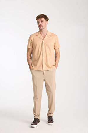 Somon Erkek Kısa Kollu Yazlık Gömlek – Düğmeli, Açık Yaka, Rahat Kalıp