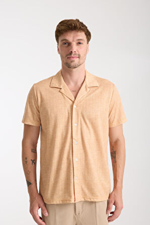 Somon Erkek Kısa Kollu Yazlık Gömlek – Düğmeli, Açık Yaka, Rahat Kalıp