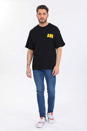 Oversize And Yazılı Siyah T-shirt