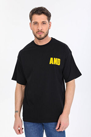 Oversize And Yazılı Siyah T-shirt