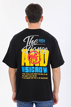 Oversize And Yazılı Siyah T-shirt