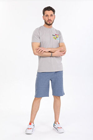 Gögüs Baskılı Gri T-shirt