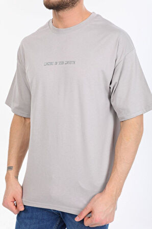 Oversize Hırsız Desenli Gri T-shirt