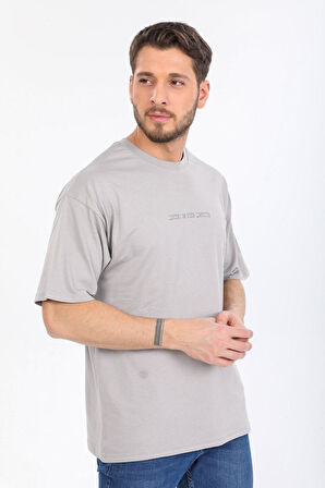 Oversize Hırsız Desenli Gri T-shirt