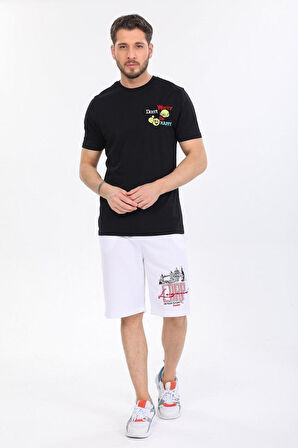 Gögüs Baskılı Siyah T-shirt