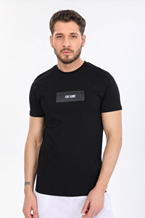 The King Yazılı Siyah T-shirt