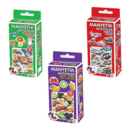 MAGNET 3 LÜ SET - Hayvanlar-Meyve Sebze-Taşıtlar