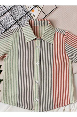 Erkek Bebek Takım Yazlık Gömlek Kısa Kol Ve Kapri %100 Pamuk