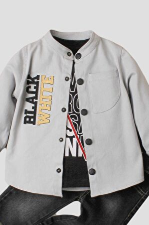 Erkek bebek ceketli takım kot pantolon sweatshirt spor ceket üçlü takım pamuklu