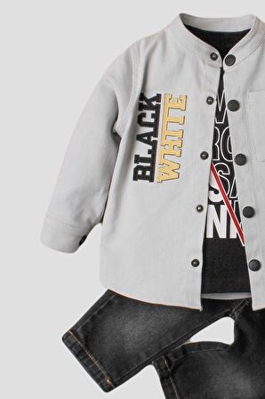 Erkek bebek ceketli takım kot pantolon sweatshirt spor ceket üçlü takım pamuklu
