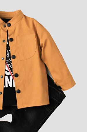 Erkek bebek ceketli takım kot pantolon sweatshirt spor ceket üçlü takım pamuklu